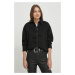 Džínová košile Pepe Jeans dámská, černá barva, regular, s klasickým límcem