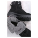 Černé kožené pohodlné kotníkové šněrovací boty 8-86214
