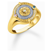 Thomas Sabo TR2449-974-1-54 Gold-plated signet prstýnek with sun symbol and small stones