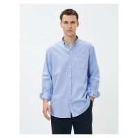 Koton Basic Shirt with a Loose fit, Classic Collar, Pocket Detailed, Cotton Non Iron.