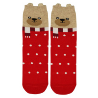 Vánoční puntíky - veselé dámské ponožky červená
