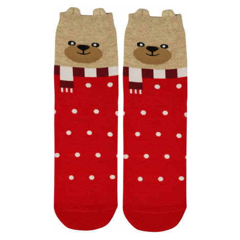 Vánoční puntíky - veselé dámské ponožky červená Aura.Via