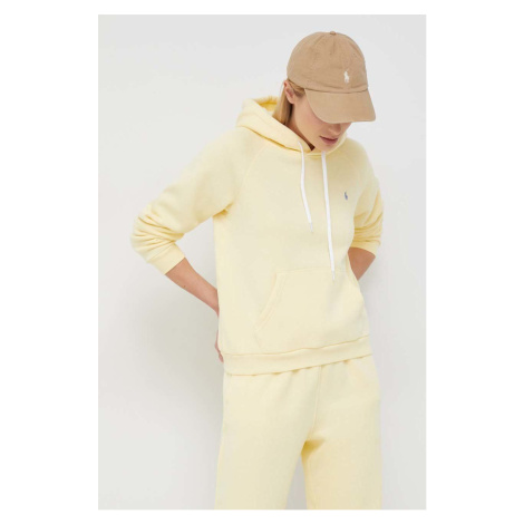 Mikina Polo Ralph Lauren dámská, žlutá barva, s kapucí, hladká, 211891558