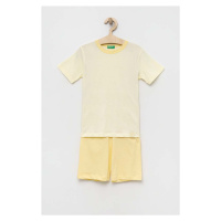 Dětské bavlněné pyžamo United Colors of Benetton žlutá barva