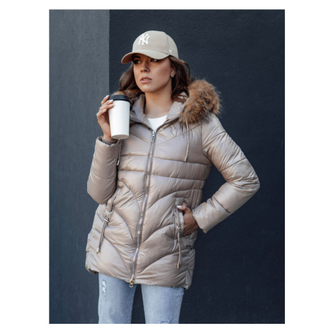 Kurtka damska zimowa WINTERCHIC kamelowa Dstreet