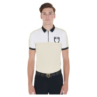 Triko Polo Training Bicolor EQUESTRO, pánské, beige/white