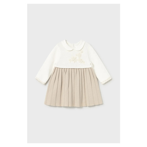 Kojenecké šaty Mayoral Newborn béžová barva, mini, áčková, 2804