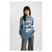 DEFACTO Coool Oversize Fit Printed Hooded Thick Washed Pale Effect Sweatshirt