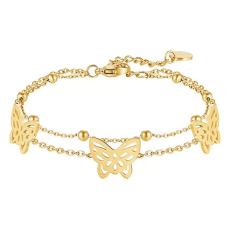 JAY Náramek Priscila - chirurgická ocel, motýl JAY-9049 Zlatá 16 cm + 4 cm (prodloužení)