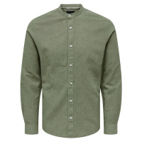 ONLY and SONS ONSCaiden LS Solid Linen MAO Shirt Košile zelená