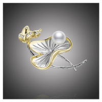 Éternelle Brož s perlou a zirkony - leknín B8051-XH2070 Zlatá