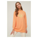 Trendyol Orange Crewneck Knitted Sweatshirt with Print Detailed