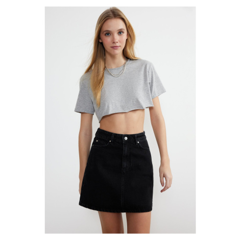 Trendyol Black High Waist Mini Denim Skirt