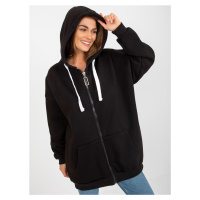 ČERNÁ DELŠÍ OVERSIZE MIKINA NA ZIP S KAPUCÍ -BLACK