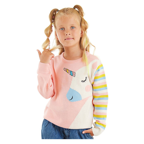 Denokids Unicorn Girl Pink Knitwear Sweater