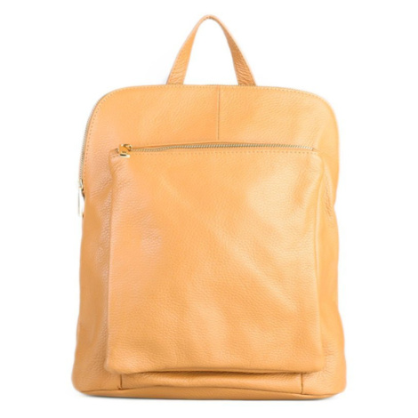 ITALSKÉ Dámské kožené batohy do školy Navaro camel