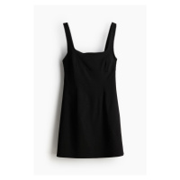 H & M - Žerzejové šaty's pikotkovými lemy - černá
