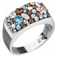 Evolution Group Stříbrný prsten s krystaly Swarovski modrý 35014.3