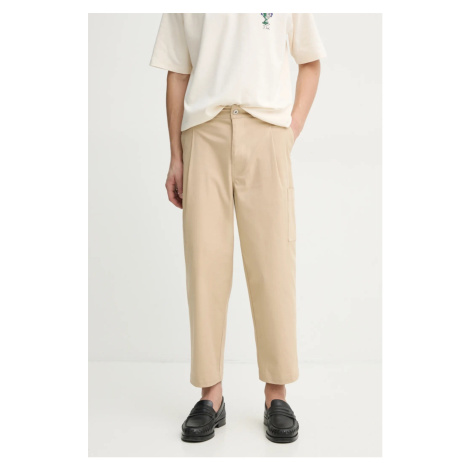 Kalhoty Drôle de Monsieur Le Pantalon Cropped Twill pánské, béžová barva, jednoduché, F-BP155-CO Drole De Monsieur