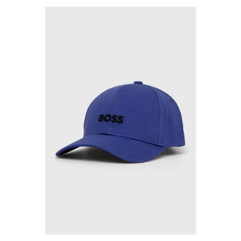 Bavlněná baseballová čepice BOSS fialová barva, s aplikací, 50495121