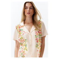 Trendyol Ecru Floral Viscose Woven Pajama Set