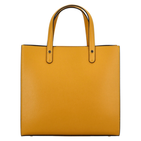 Luxusní dámská kožená kabelka do ruky Amada, žlutá Delami Vera Pelle