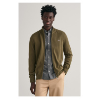 SVETR GANT CASUAL COTTON ZIP CARDIGAN zelená