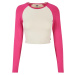 Dámské organické Cropped Retro Baseball Longsleeve whitesand/hibiskus pink