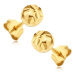Zlaté 14K puzetové náušnice - kuličky s paprskovitým květem