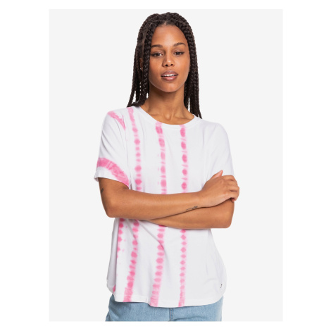 Růžovo-bílé dámské vzorované tričko Roxy Over The Rainbo