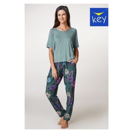 Zelené kvetované pyžamo LHS 949 Key