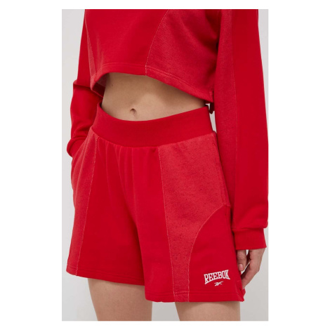 Bavlněné šortky Reebok Classic červená barva, s aplikací, high waist