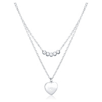 JVD Stříbrný dvojitý náhrdelník Srdíčko SVLN0380X61BI45