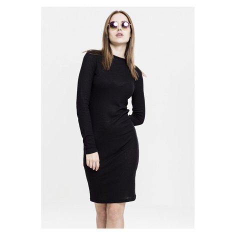 Šaty Ladies Rib Dress - black Urban Classics