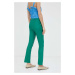 Kožené kalhoty 2NDDAY dámské, zelená barva, jednoduché, high waist