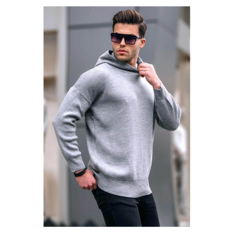Madmext Hooded Gray Knitwear Sweater 5293