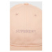 Bavlněná baseballová čepice Superdry růžová barva, s aplikací