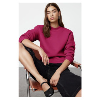 Trendyol Pink Thick Polar Fleece Half Turtleneck Relaxed/Comfortable Pattern Knitted Sweatshirt