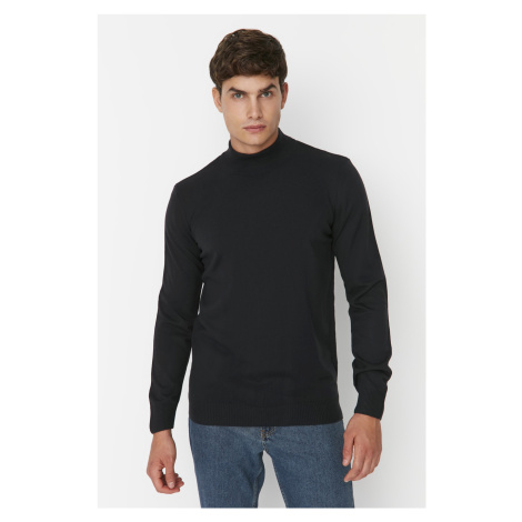 Trendyol Navy Blue Men's Slim Fit Half Turtleneck Basic Knitwear Sweater