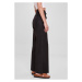 Ladies High Linen Mixed Wide Leg Pants - black