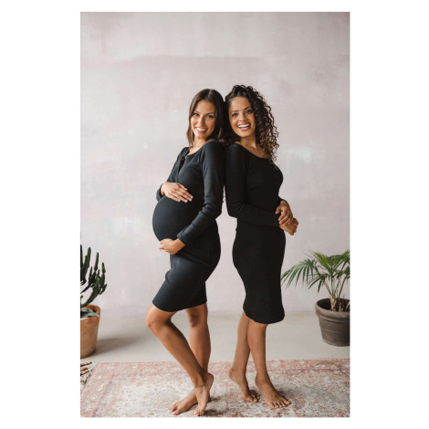 Těhotenské a kojící šaty žebrované Tummy milk & love černá