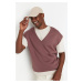 Trendyol Dried Rose Unisex Regular Fit V-Neck Knitwear Sweater