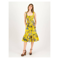 Žluté dámské květované šaty Blutsgeschwister Seaside Picknick Love - Dámské