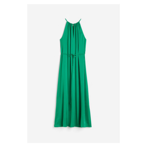 H & M - Dlouhé saténové šaty - zelená H&M