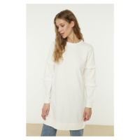 Trendyol Ecru Crew Neck Knitted Tunic With Frill Sleeves