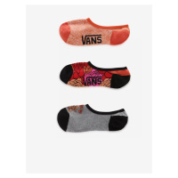 Sada tří párů dámských květovaných ponožek v černé a červené barvě VANS Rose