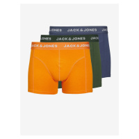 Sada tří pánských boxerek v modré, zelené a oranžové barvě Jack & Jones