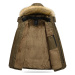 Dlouhá zimní bunda pánská parka s kožešinovou kapucí