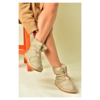 Fox Shoes Beige Fabric Women's Casual Boots