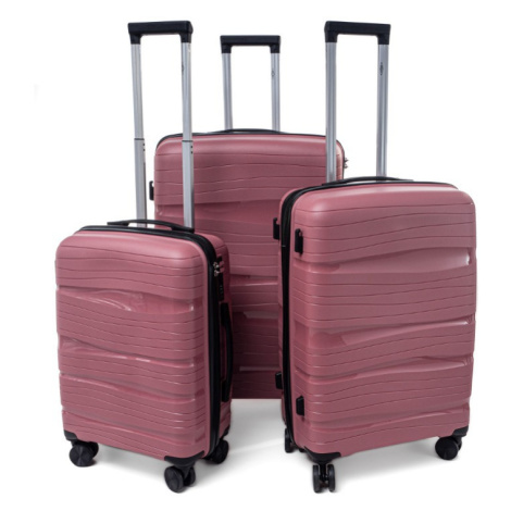 Rogal Růžová sada 3 luxusních skořepinových kufrů "Royal" - M (35l), L (65l), XL (100l)
